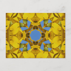 Yellow Coneflowers Kaleidoscope Art Flower Postcar Postcard