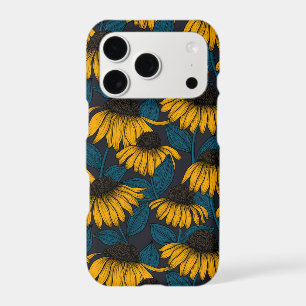 Yellow coneflowers on dark blue