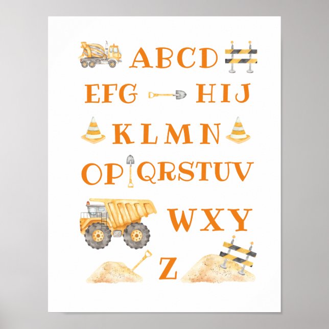 Yellow Construction Alphabet Sign (Front)
