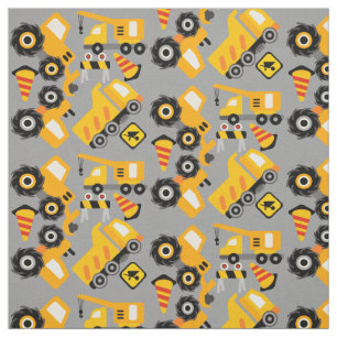 Yellow Construction Vehicles Fabric