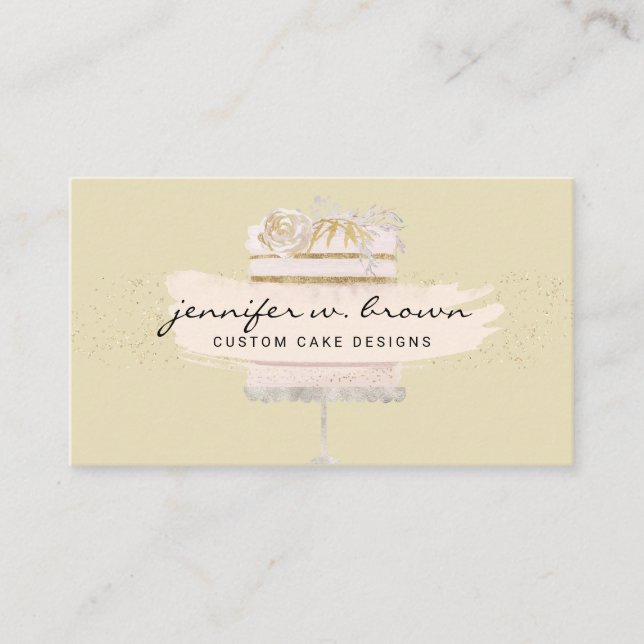 Yellow cookie sales artisan cake cupcake shop business card (Front)