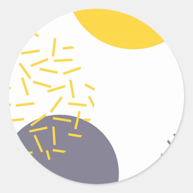 Yellow, cool, modern, trendy geometric art classic round sticker (Front)