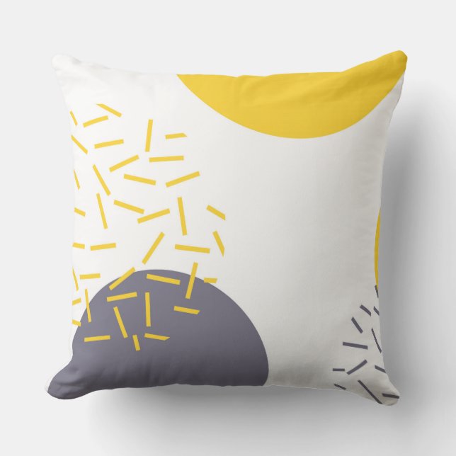 Yellow, cool, modern, trendy geometric art cushion (Front)
