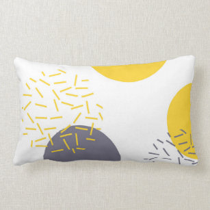 Yellow, cool, modern, trendy geometric art lumbar cushion