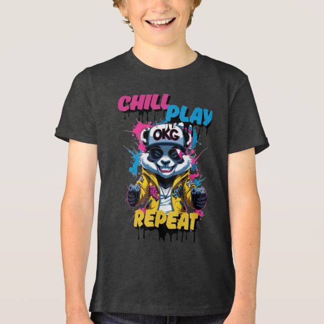 Yellow Cool Panda Graphic Tri-Blend Shirt (Front)