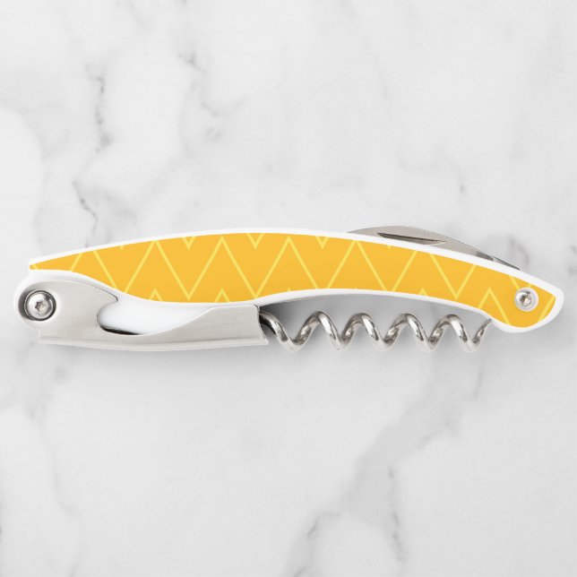Yellow, cool, trendy, modern, urban zigzag pattern corkscrew (Front)