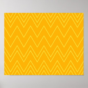 Yellow, cool, trendy, modern, urban zigzag pattern poster