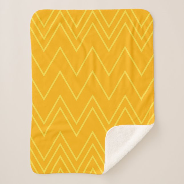 Yellow, cool, trendy, modern, urban zigzag pattern sherpa blanket (Front)