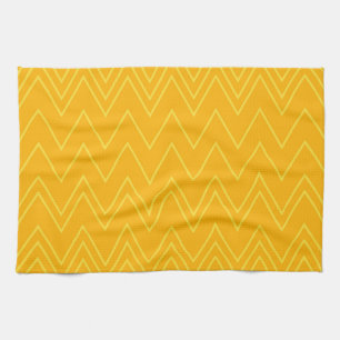 Yellow, cool, trendy, modern, urban zigzag pattern tea towel