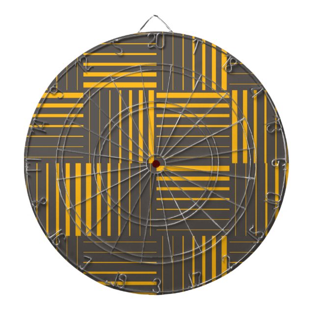 Yellow, cool, unique, trendy, modern lines dartboard (Front)
