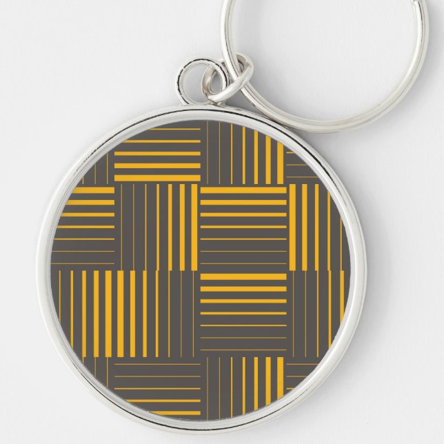 Yellow, cool, unique, trendy, modern lines key ring (Front)
