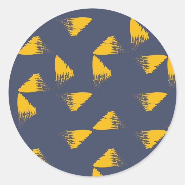 Yellow, cool, unique, trendy triangles classic round sticker (Front)