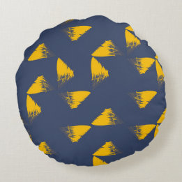 Yellow, cool, unique, trendy triangles round cushion