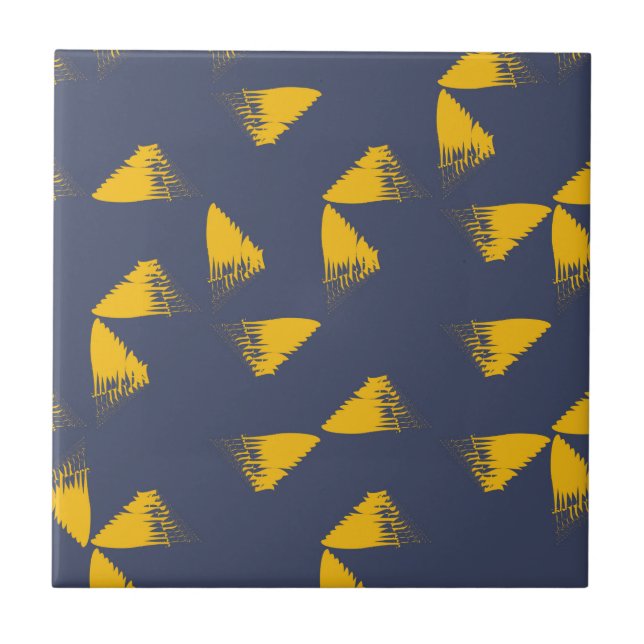 Yellow, cool, unique, trendy triangles tile (Front)