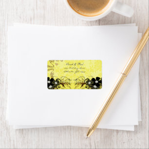 Yellow Copper Black Musical Floral Return Address Label