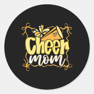 Yellow Coquette Pom Poms Bow Cheer Mum Mama Cheerl Classic Round Sticker