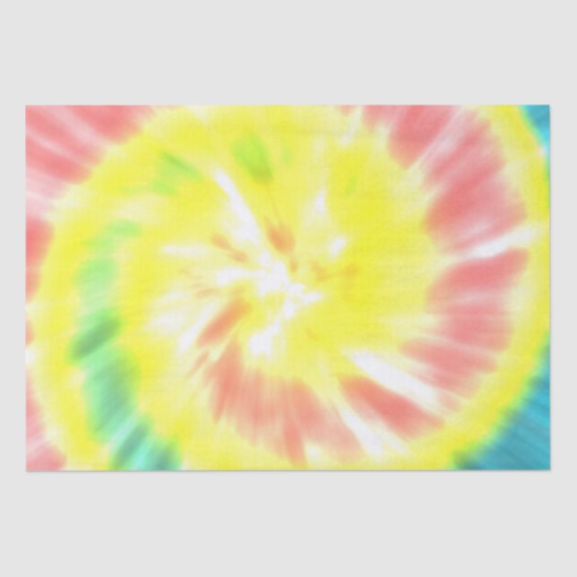 Yellow Coral Aqua Tie Dye Tissue Paper (Front)