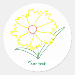 Yellow Coreopsis Flower, stickers with your text