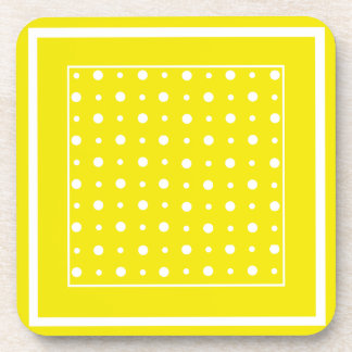 Yellow Cork-backed Coasters with White Polka Dots