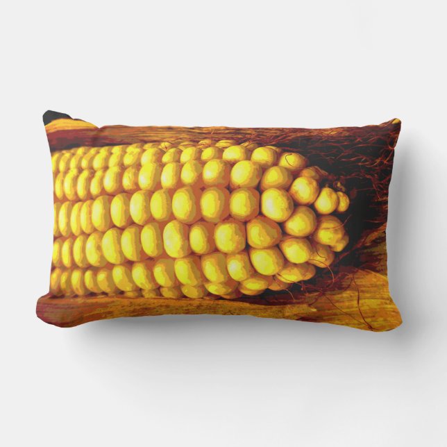 Yellow Corn Cob Husks Cornsilk Good Harvest Lumbar Cushion (Front)