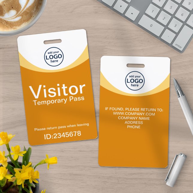Yellow Corporate Visitor Pass ID Custom Logo Badge (Creator Uploaded)