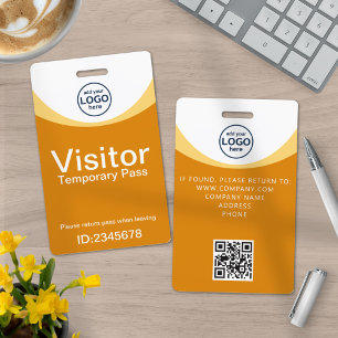 Yellow Corporate Visitor Pass ID QR Code Badge