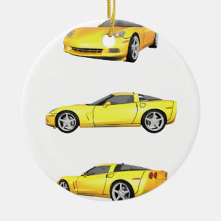Yellow Corvette: Ceramic Tree Decoration