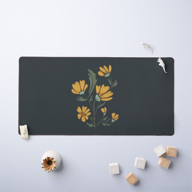 Yellow Cosmos Flower Simple Beauty Desk Mat (Kids Table)