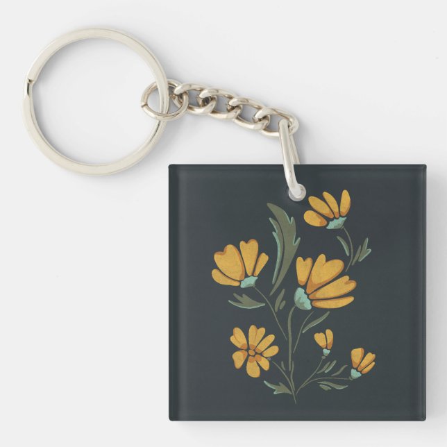 Yellow Cosmos Flower Simple Beauty Key Ring (Front)