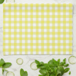 Yellow Cottagecore Gingham Check Plaid Tea Towel<br><div class="desc">Modern spring picnic trend,  with gingham plaid tartan pattern in yellow and white colours.</div>