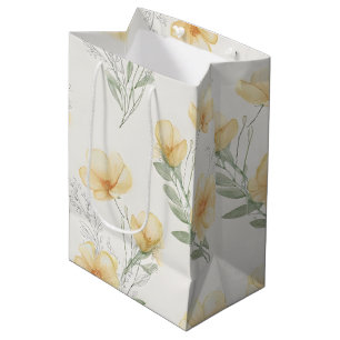 Yellow Cottagecore Wildflowers Botanical Print  Medium Gift Bag
