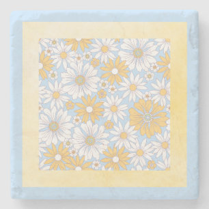 Yellow Country Flower art Stone Coaster