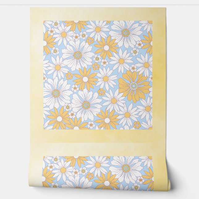Yellow Country Flower art Wallpaper (Unrolling)