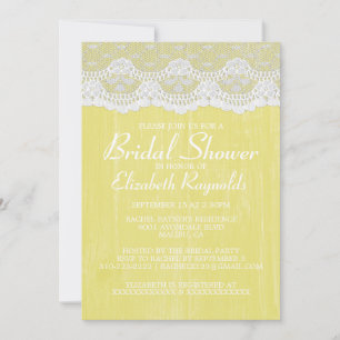 Yellow Country Lace Bridal Shower Invitations