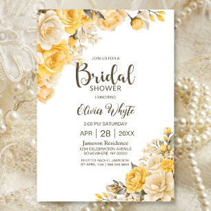 Yellow Country Rose Floral Bridal Shower Invitation