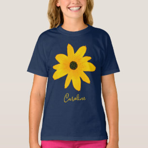 Yellow Country Sunflower Flower Custom Text T-Shirt