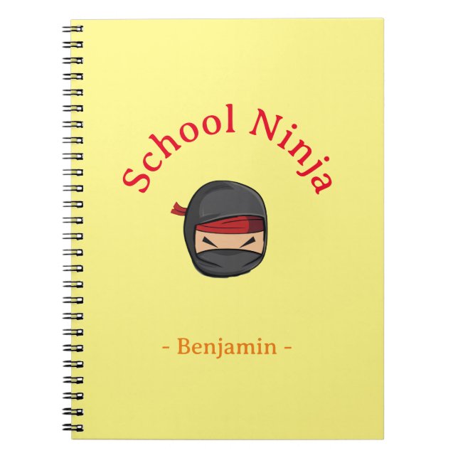 Yellow Cover Personalised School Ninja Notebook (Front)