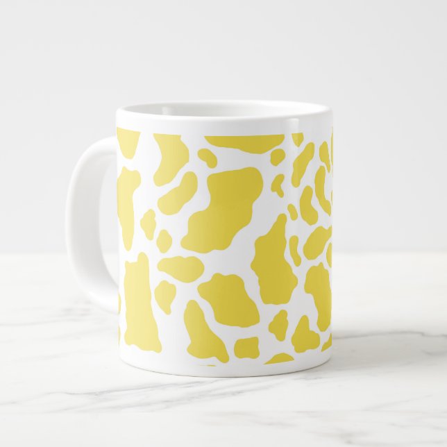 Yellow Cow Spots Animal Print Pattern Large Coffee Mug (Front Left)
