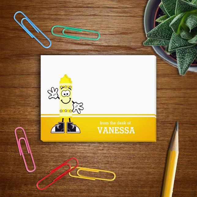 Yellow Crayon Personalised Post-it Notes (Creator Uploaded)