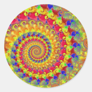 Yellow Crazy Fractal Classic Round Sticker