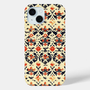 Yellow Cream Folk Pattern iPhone 15 Case