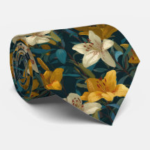 Yellow & Cream Lily Floral Pattern