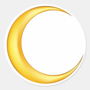Yellow Crescent Moon Classic Round Sticker