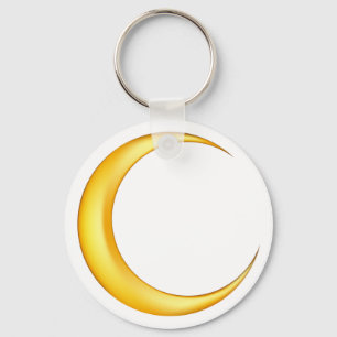 Yellow Crescent Moon Key Ring