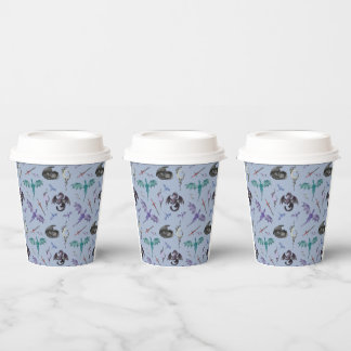 Yellow Crescent Moon with Magical Smoke Watercolor Paper Cups
