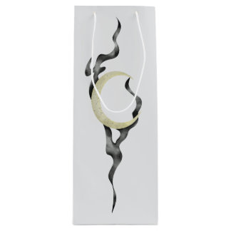 Yellow Crescent Moon with Magical Smoke Watercolor Wine Gift Bag