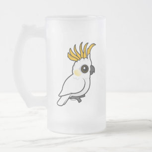 Yellow-crested Cockatoo (crest up) Frosted Glass Beer Mug