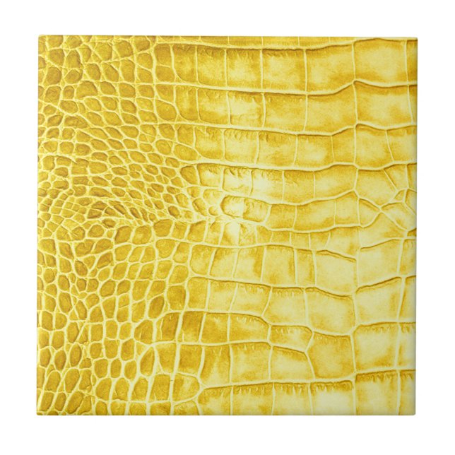 Yellow crocodile leather tile (Front)