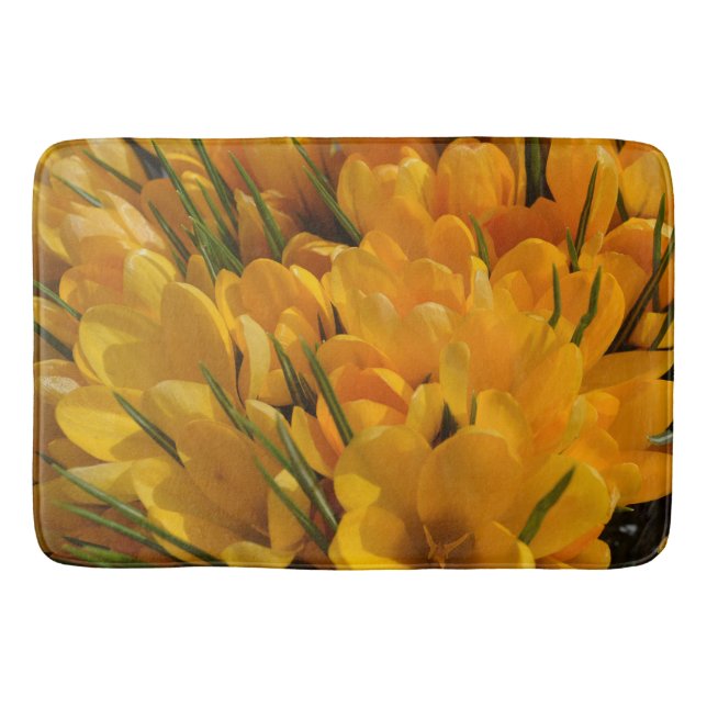 Yellow Crocus flavus - Golden Yellow Flowers   Bath Mat (Front)