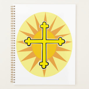 Yellow Cross Bottony Sunburst Christian Faith Planner